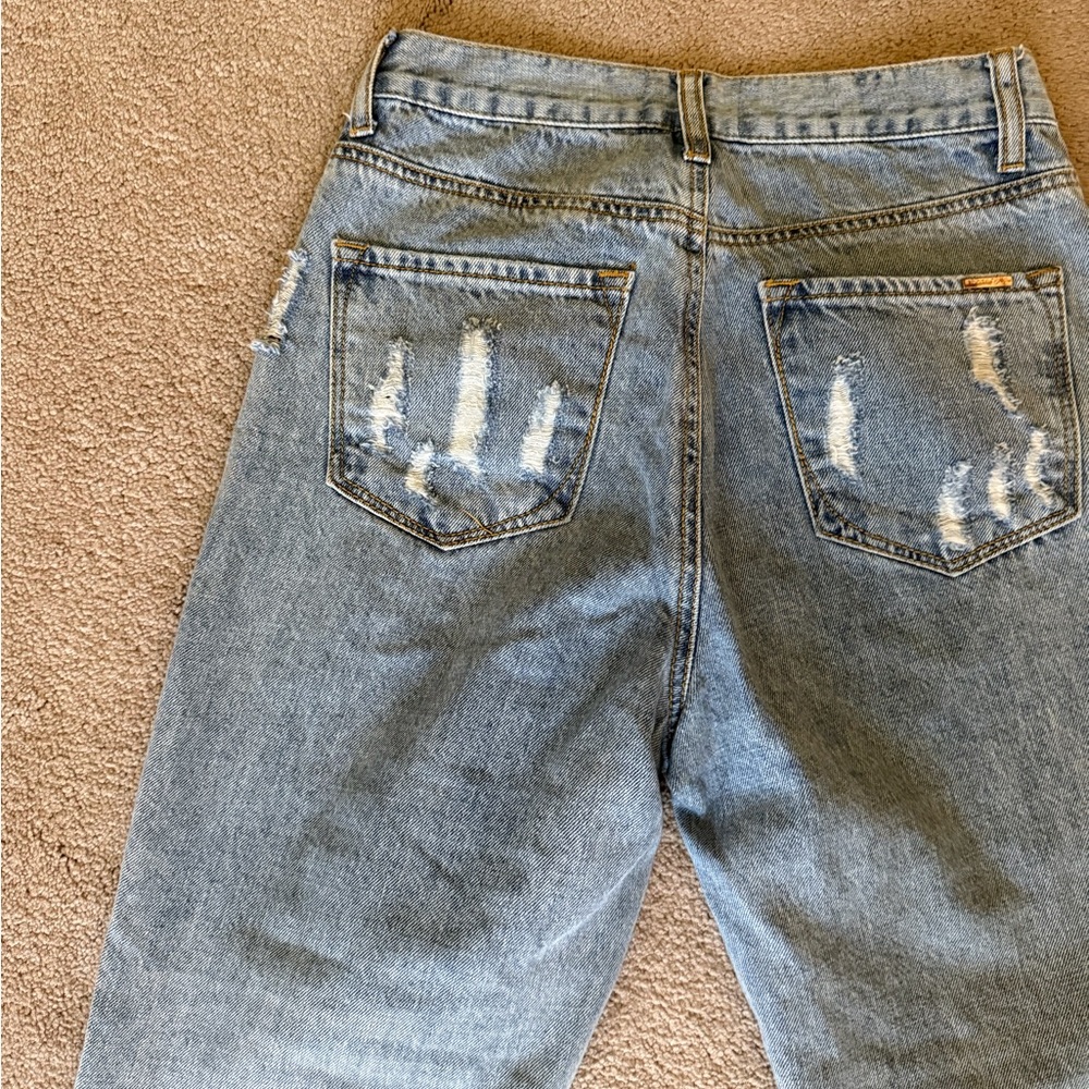 High Rise Distressed Blue Jeans - Picture 10 of 12